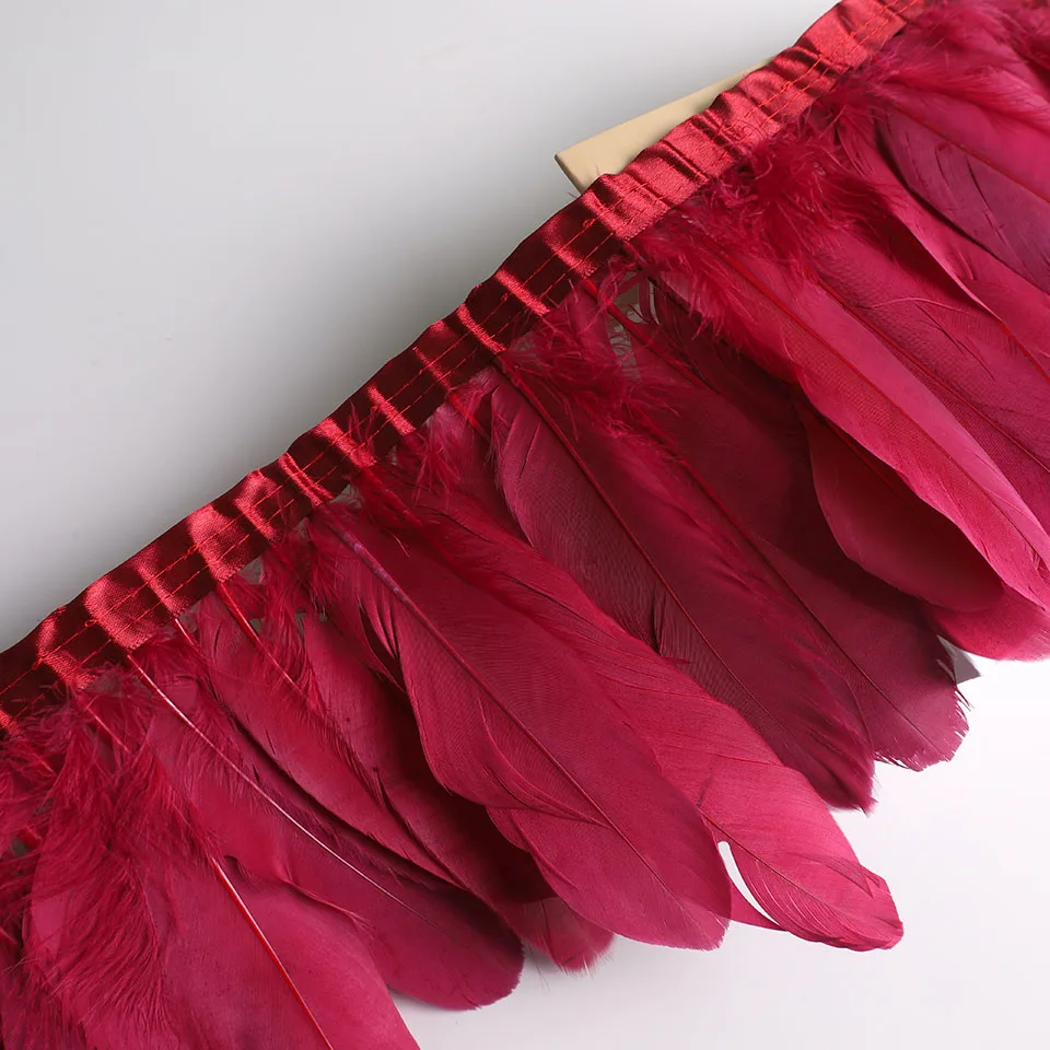 10Meters Goose Feather Fringe Ribbon Handicraft Accessories White Swan Feathers