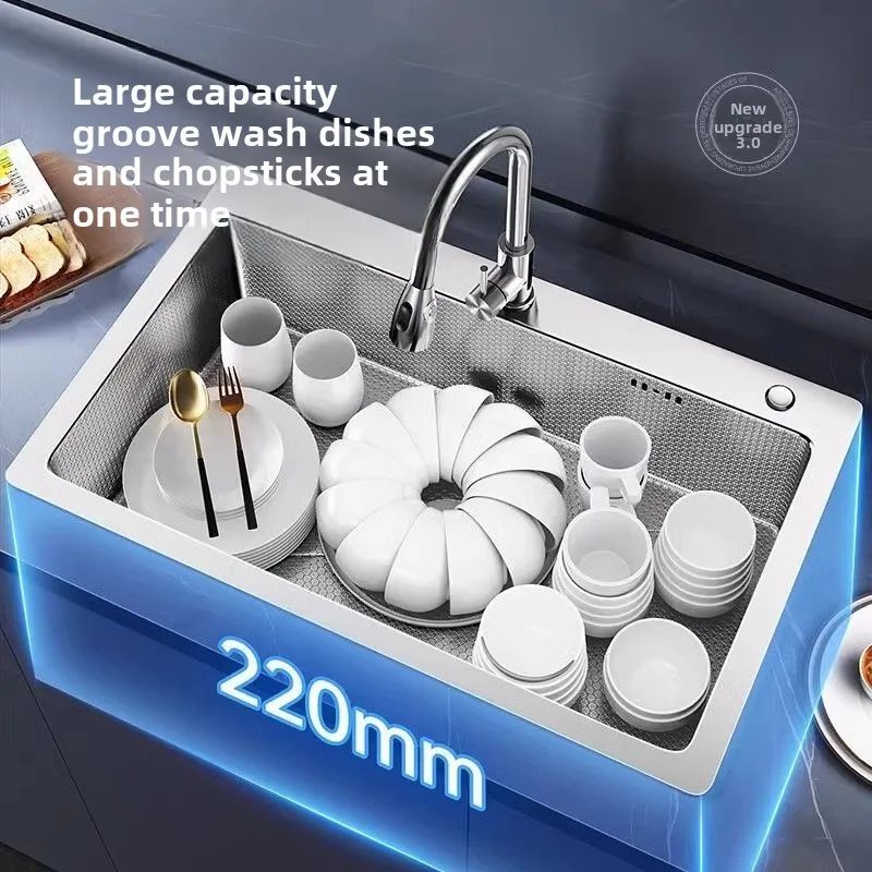 304 Honeycomb Textured Kitchen Sink Large Single Bowl Thickened Countertop Household Washing Basin Undermount Dishwashing Sink