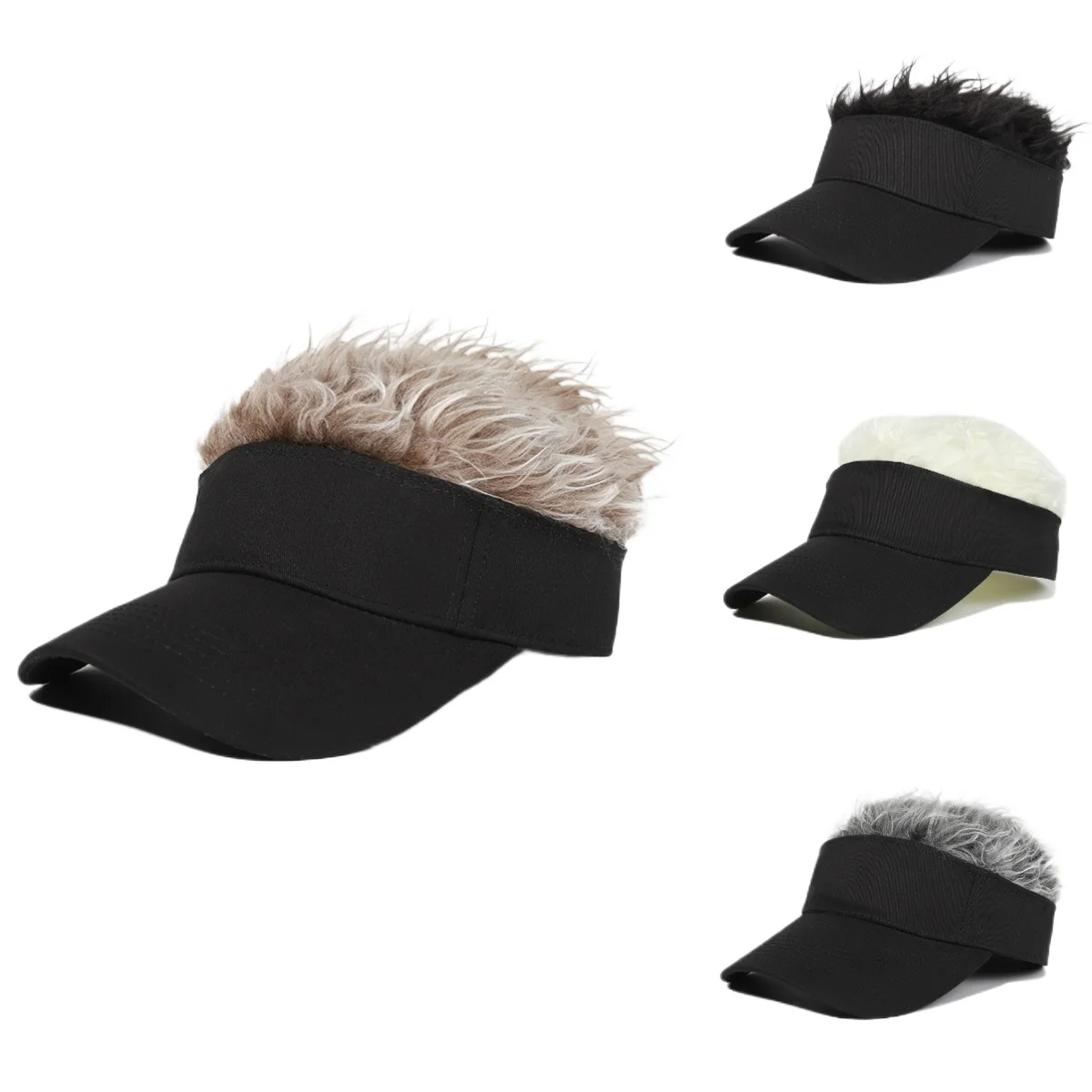 New Wig Baseball Cap for Men Women Spiked Wigs Casual Unisex Spiked Hairs Sun Hat Sunshade Cosplay Outdoor Adjustable Sun Visor