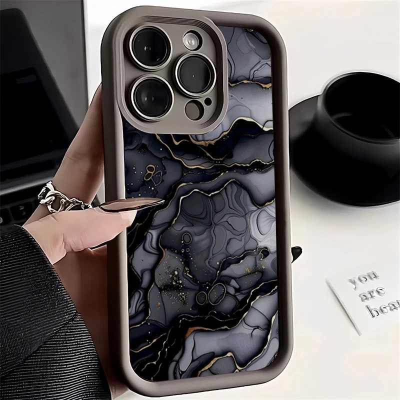 Elegant Wine Red Textured Marble Silicone Phone Case - Shockproof Soft Cover