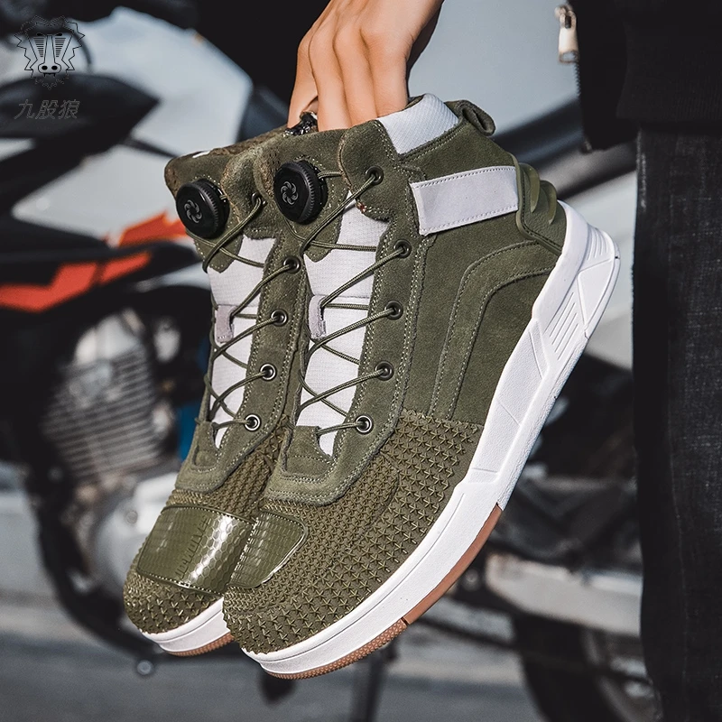 Motorcycle Boots Casual Shoes Ultrafine Fiber Leather Motorcycle Cross-country Riding Boots Riding Shoes Summer
