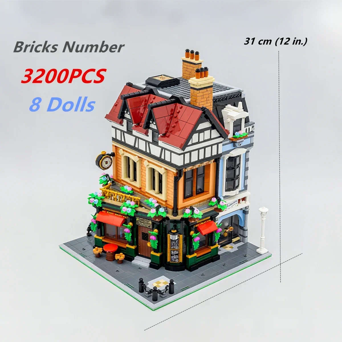 MOC-10350 뉴 시티 스트리트 코너 MOC-스트리트뷰 튜더 모델 블록 세트 장난감 크리스마스 파티 선물 아이디어 DIY