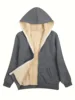 Plus size casual women's hooded sweatshirt jacket winter new warm plush hooded sweatshirt jacket casual solid color pocket top