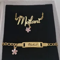 Flower Zircon Custom Name Jewelry Set For Kids Gift