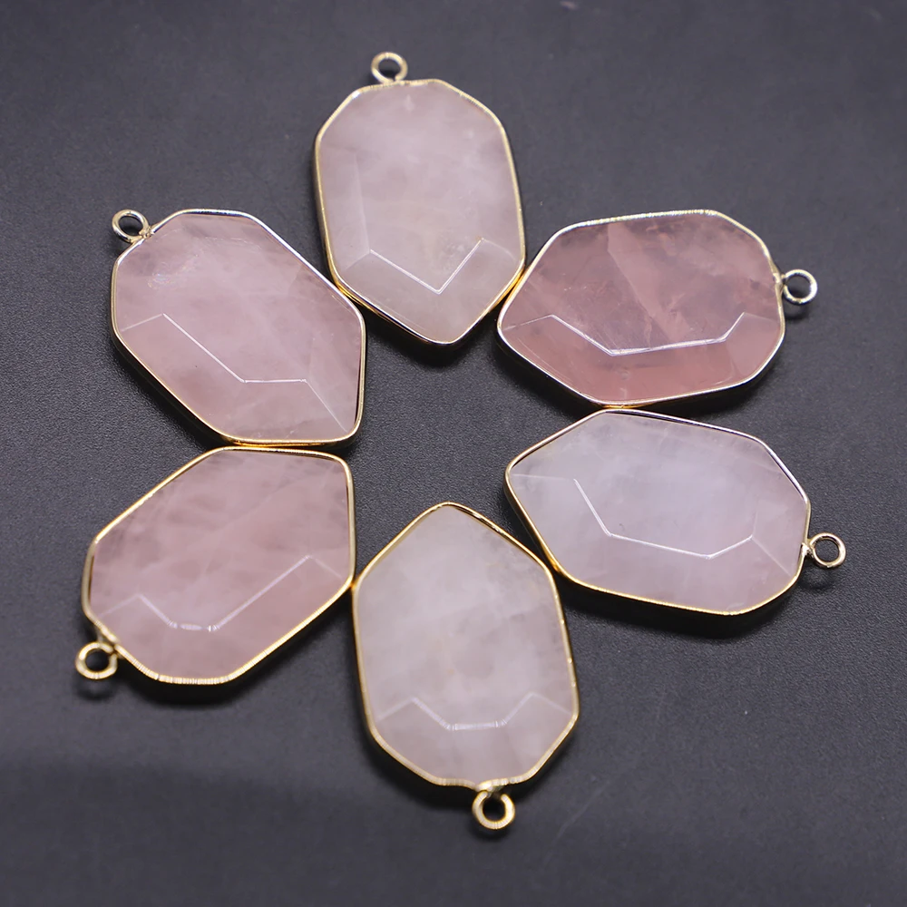 Natural Blue Turquoise Polygonal Pendants Oval Malachite Single Hole Necklaces Charm Earrings Jewelry Accessories 5Pcs Wholesale