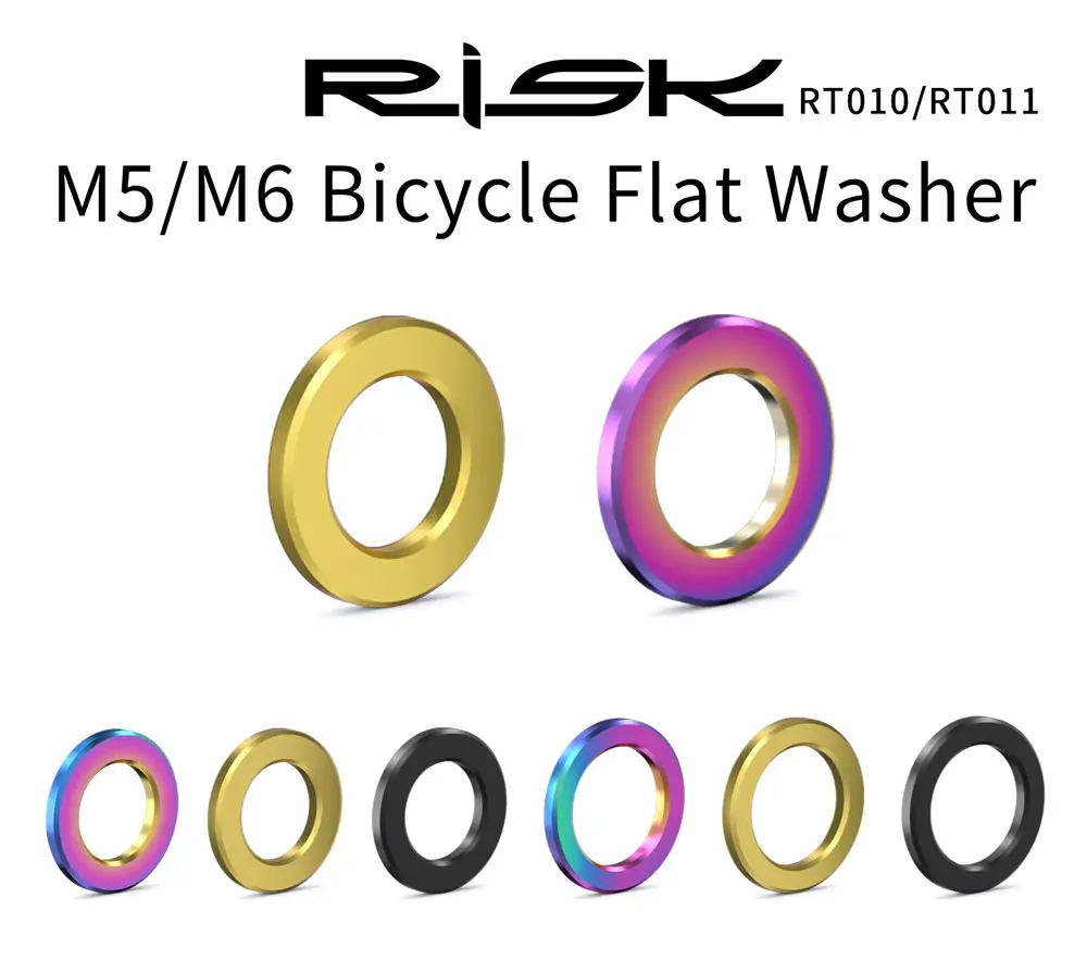 RISK 10 Stück Titanlegierung Unterlegscheiben für Fahrräder M5 M6 Ti Schrauben Abstandshalter für MTB Mountainbike Rennrad Schrauben Dichtungen Teile – Detail 1
