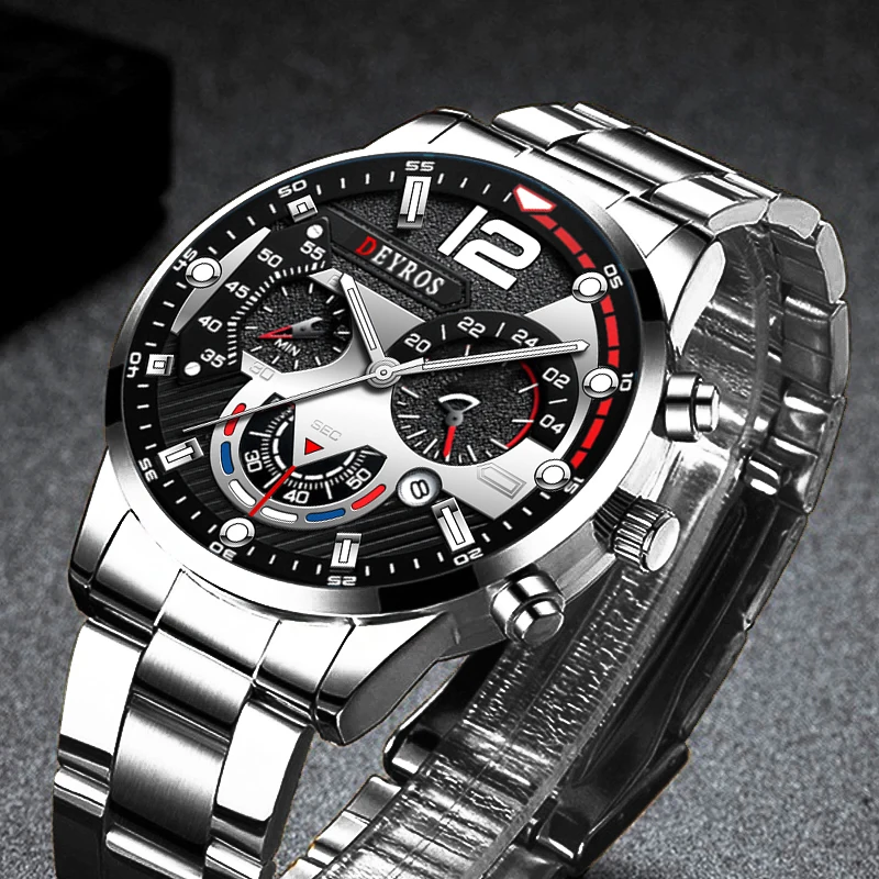 

Fashion Mens Watches Luxury Stainless Steel Quartz Wristwatch Calendar Luminous Clock Men Business Casual Watch Masculino