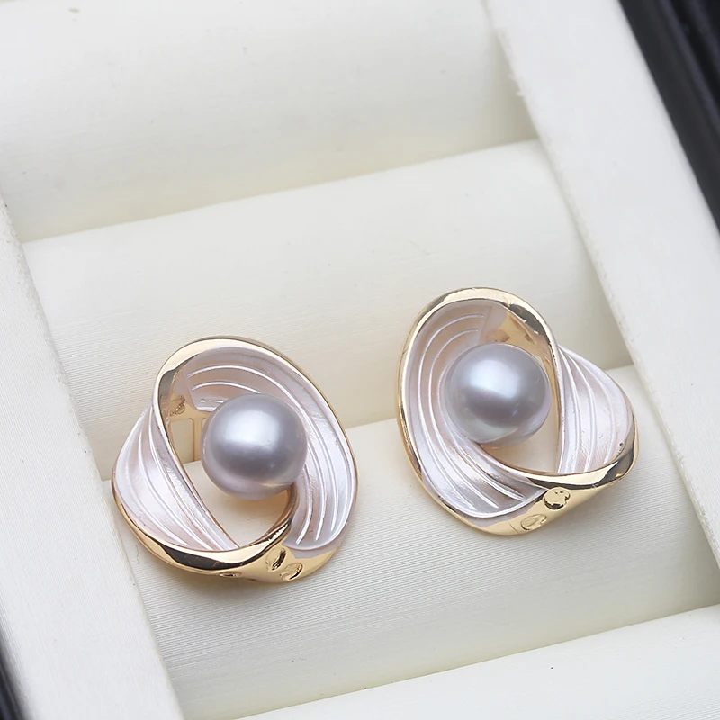 Real Freshwater Pearl Dangle Earrings Woman,Vintage 925 Silver Natural Pearl Stud Earring Mother Wife Birthday Gift White Pink