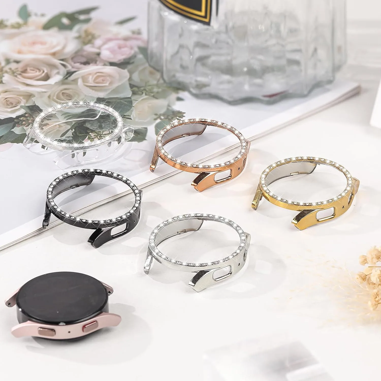 Sparkling Diamond-Encrusted Protective Case for Samsung Galaxy Watch - No Glass