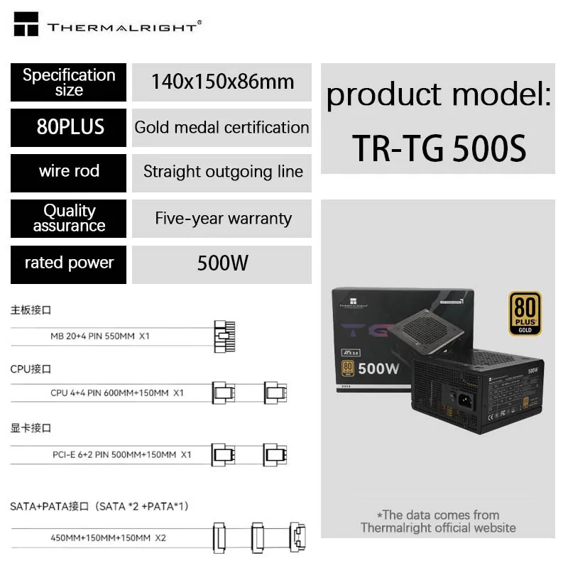 Фото Thermalright TR-TG750S 500W 550W 650W Gold 750W Полный Модуль 850W компьютерное шасси 1000W Белый 1200 хозяйственная мощность ATX №2