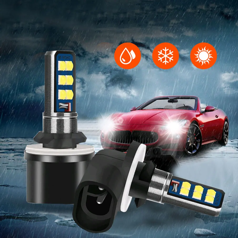

2Pcs Universal Signal Lamps 12V 24V 6000K H27 881 880 H27W White Front Foglamp Driving Lights LED Bulb Car Lights Accessories