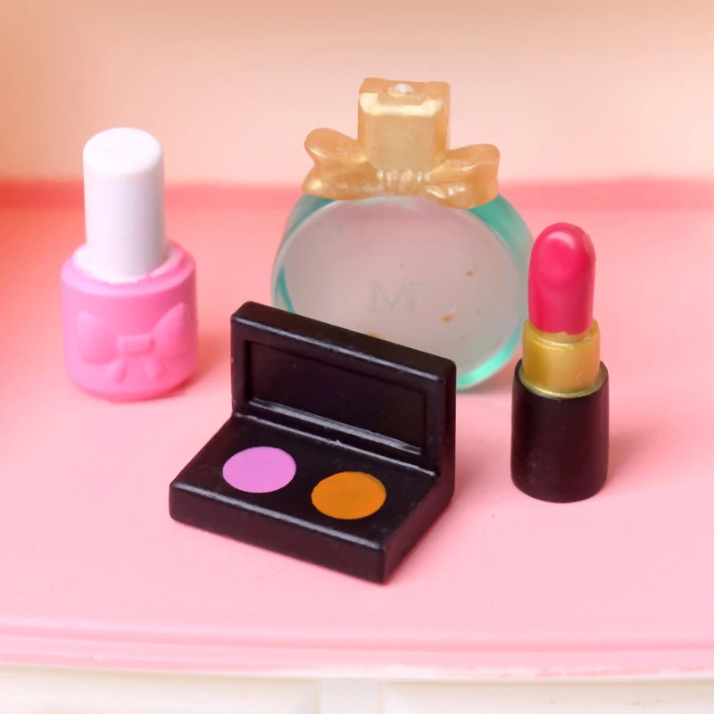 

1Set 1:12 Dollhouse Miniature Cosmetic Lipstick Nail Polish Eye Shadow Perfume Makeup Scene Decor Doll House Accessories