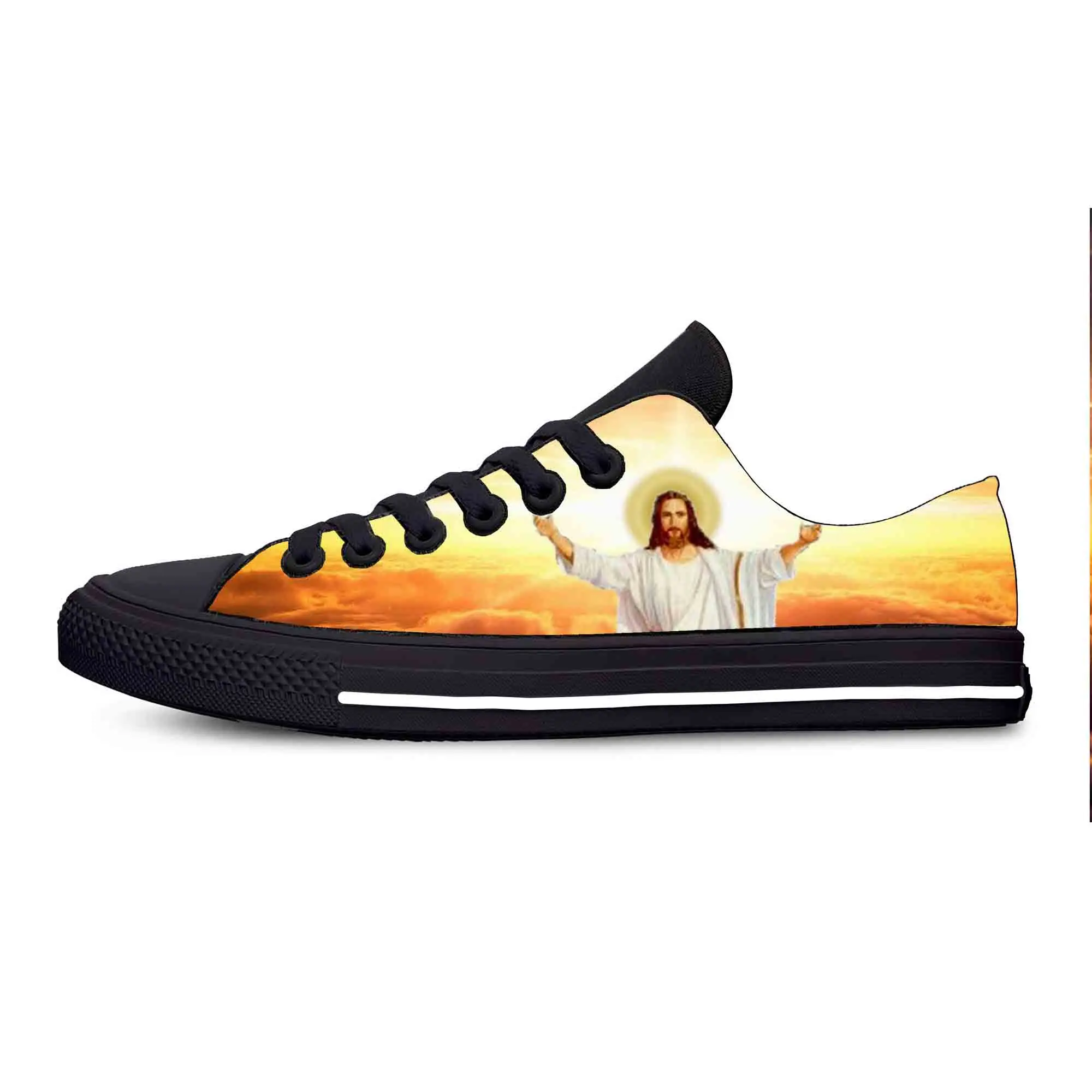 Jesus Christ Christian Cross God Faith Religion Casual Cloth Shoes Low Top Comfortable Breathable 3D Print Men Women Sneakers 3
