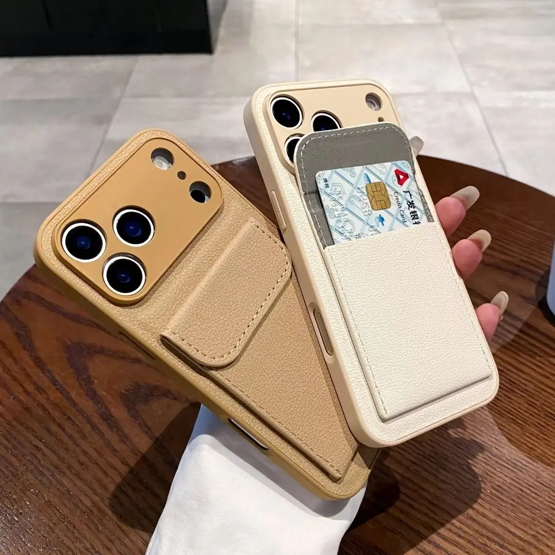 Sleek Leather Wallet Case with Card Holder and Stand Feature