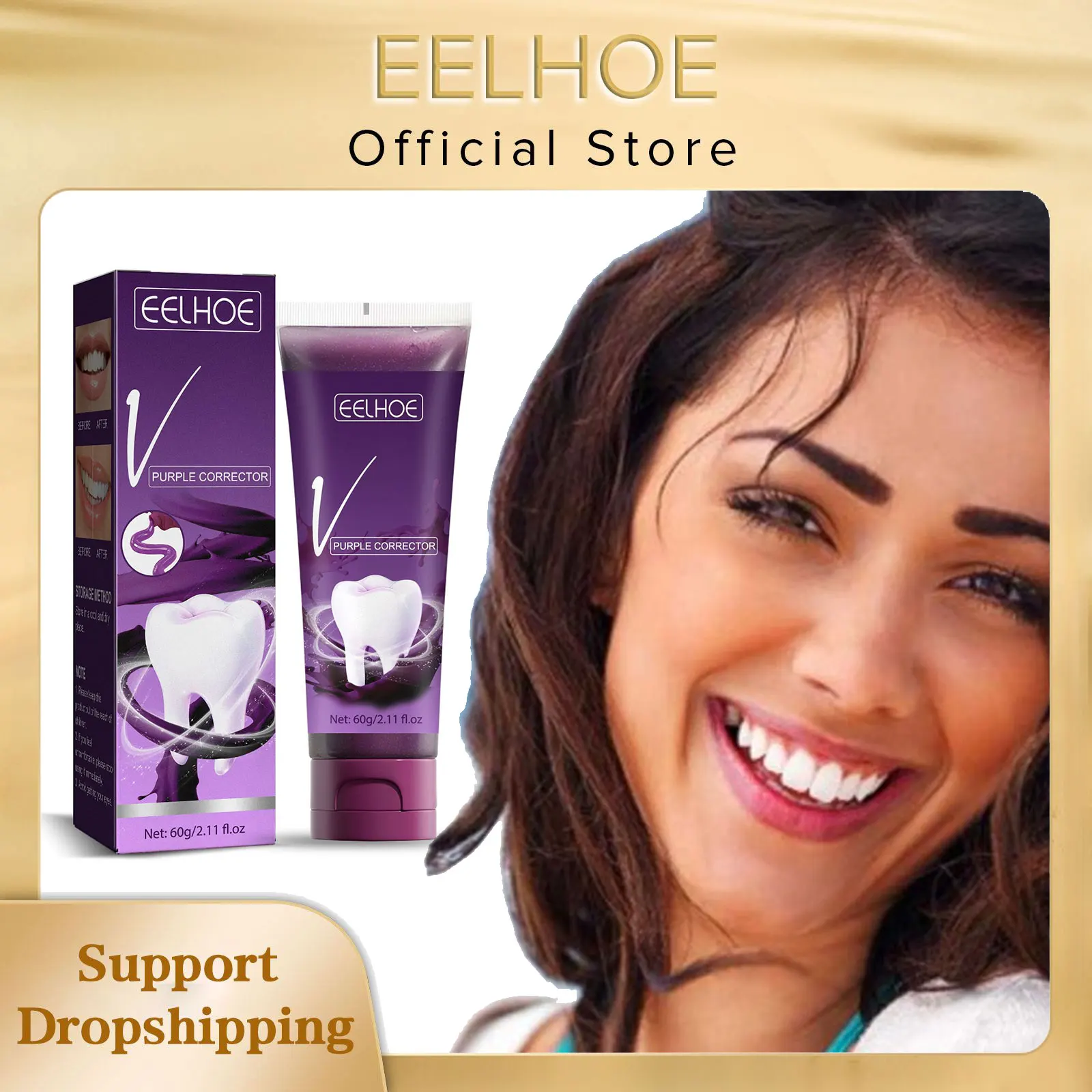 Toothpaste Whitening Teeth Coffee Smoke Stain Remover Fresh Breath Oral Hygiene Purple V34 Toothpaste Repair Teeth Care Products teeth whitening product teeth whitening essence teeth health product