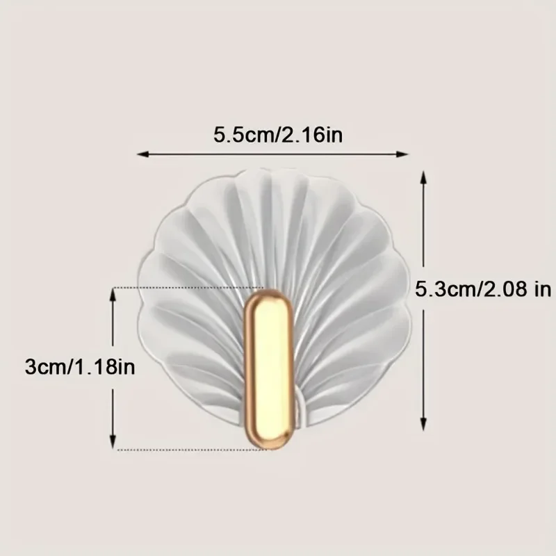 4pcs/set Multipurpose Shell Shape Hook Wall Hanging Hooks Self Adhesive Storage Hook For Bathroom Kitchen Bedroom Key Decor 6