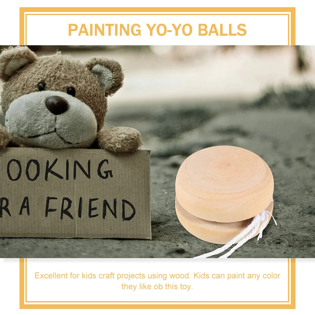 12 Pcs Wooden YoYo Balls Kids Toys Portable Size Unfinished YoYo Balls Diy Graffiti Playthings Cognitive Development Yoyo Hobby
