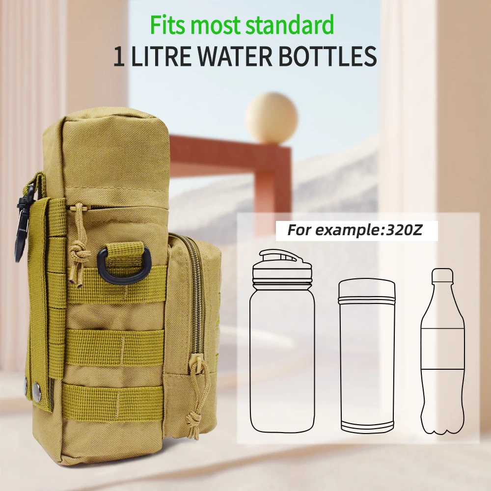 2023 New Molle Water Bottle Pouch Bag Outdoor Military Backpack Hunting Camping Hiking Tactical Water Kettle Holder Pouch