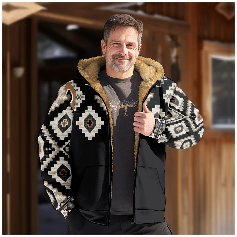 New Totem Italian Cotton Coat Hooded Sweater Casual Print Long Sleeve Zipper Sweater Thick Cotton Coat Autumn and Winter a40