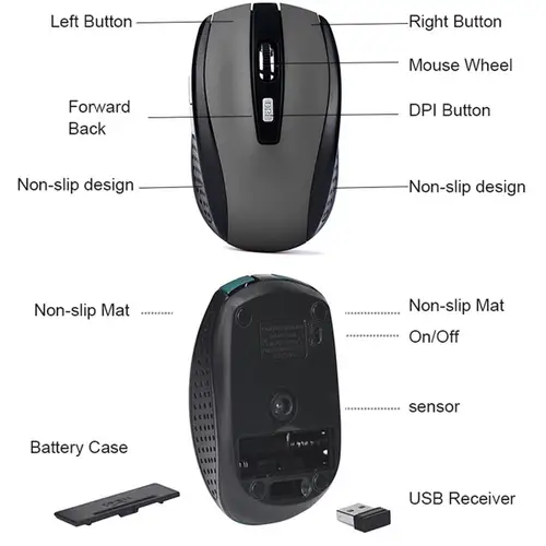 Wireless Mouse Silent Mouse 2.4G Portable Mobile Optical Office Mouse Adjustable DPI Levels for Notebook PC Laptop MacBook - Image 4