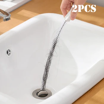 1/2pcs Kitchen Sink Cleaning Hook Cleaner Sticks Clog Remover Sewer Bendable Dredging Pipe Bathroom Hair Clean Sink Sewer Dredg 1