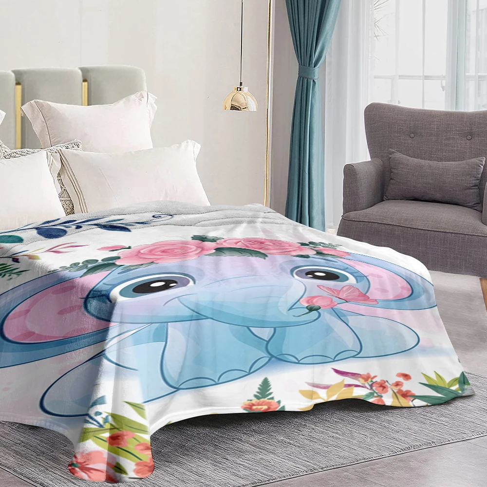 Elephant flannel blanket, suitable for children, women, and adults, super soft, comfortable, pink, watercolor, Sherpa