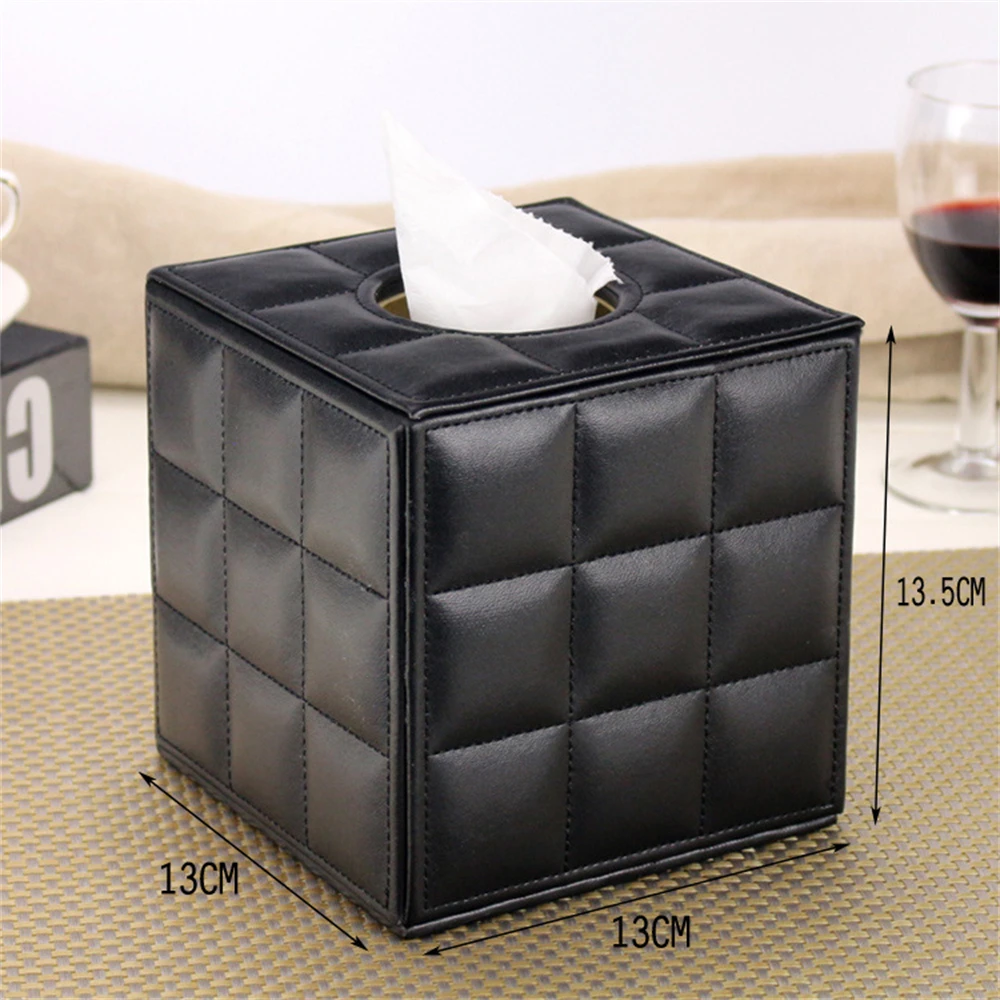 Creative Desktop Roll Paper Box, PU Leather Tissue Case, Cube Napkin Holder, Kitchen Pumping Tray, European Fashion Storage Box 2