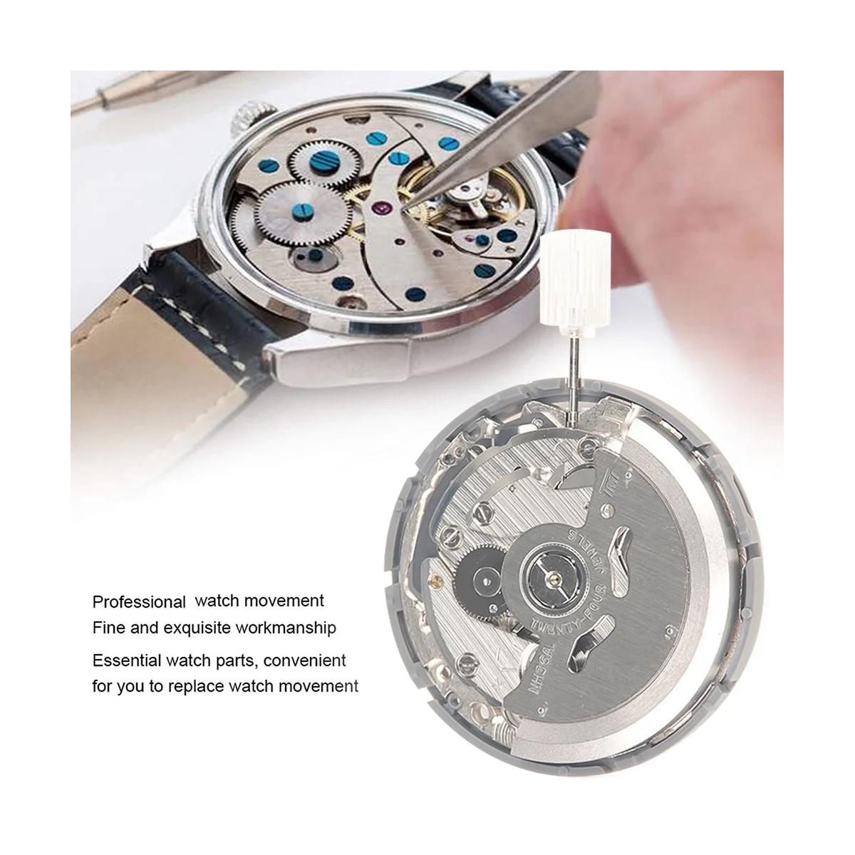 

NH36/NH36A Movement+Steel Stem+Week Dial+Calendar Dial+Check Rod Kit High Accuracy Automatic Mechanical Watch Movement