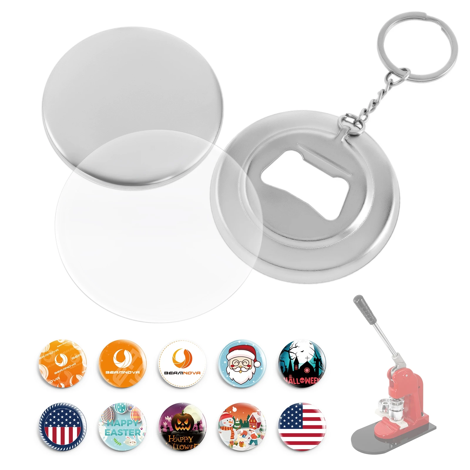 58mm Base Parts Bottle Opener KeyChain No Cover Film Badge Button Professional Badge Button Maker 50pcs 100pcs badge parts,button making supplies