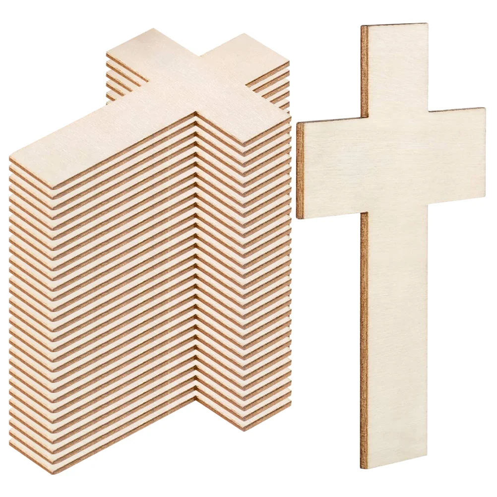 

Cross Wooden Chips Slices Easter Cutouts Home Decor Easter Cross Children's Painting DIY Painted Tools Wooden Crafts