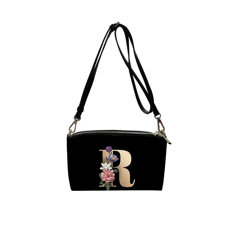 Personality Art letter flower PU Crossbody Bag 2023 New Women's Fashion Shoulder Bag Minimalist Small Square Bag for Women
