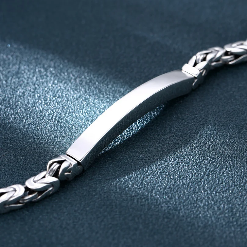 New Solid Real S925 Sterling Silver Buckle Unisex Bracelet Retro Style Glossy Simplicity Bracelets Fine Jewerly Gift Retail
