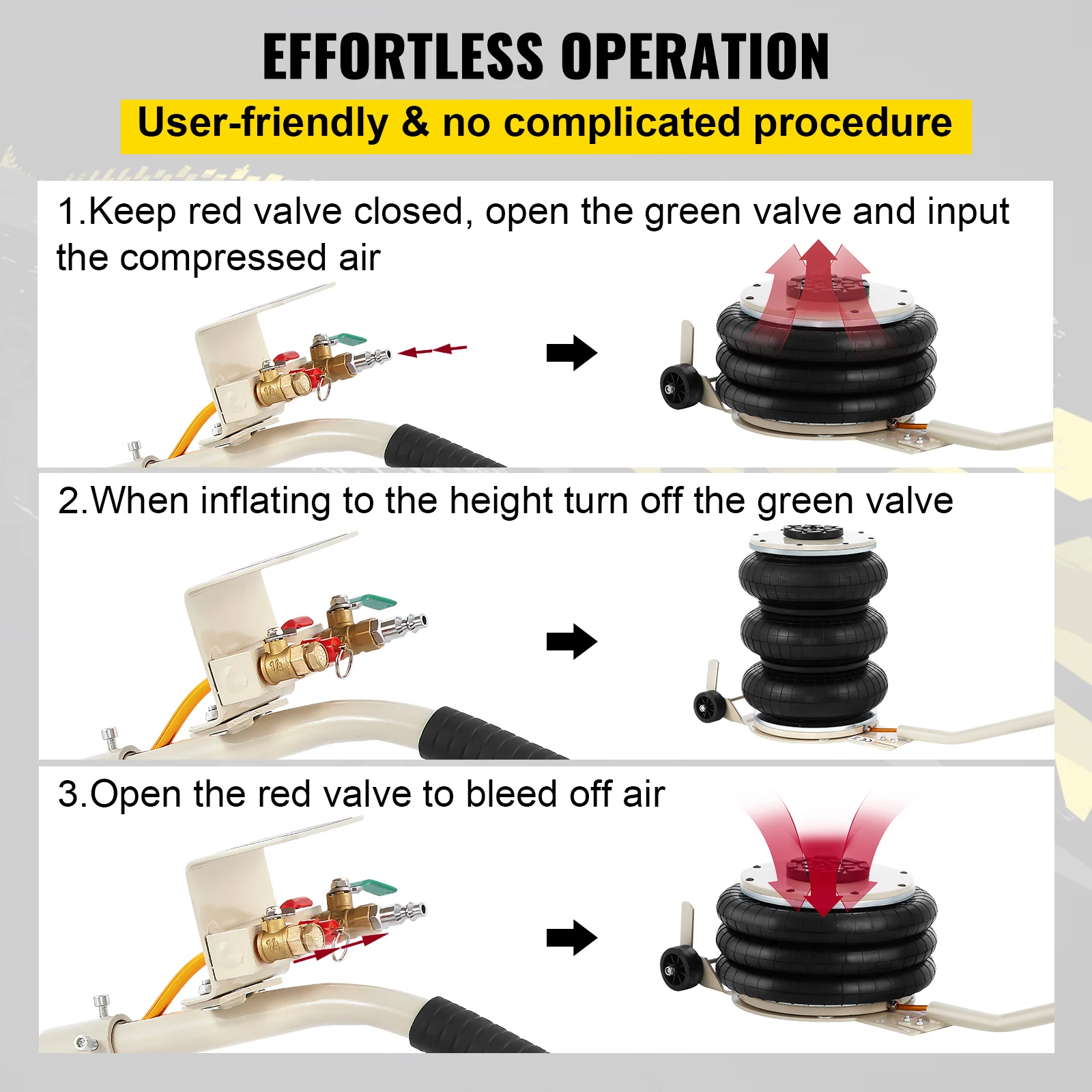 Pneumatic Car Jack with Triple Bag Air Lift for Vehicle Repair