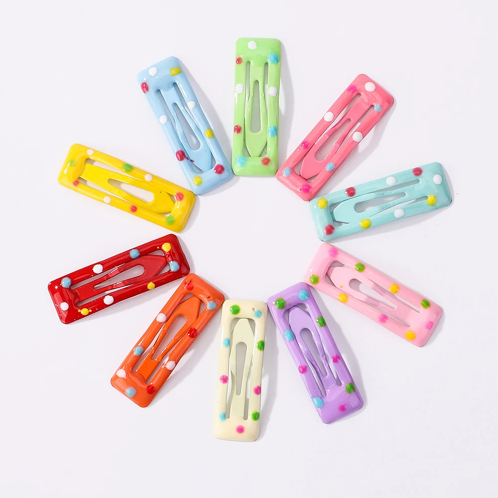 10Pcs Colorful Snap BB Clip For Baby Girls1.2inches Cute Star Heart Hairpins Kids Toddler Boutique Dot Hairclip Hair Accessories 8 10pcs baby candy color bb hair clip lovely snap water drop hairpins kids headwear children baby hair accessories barrette