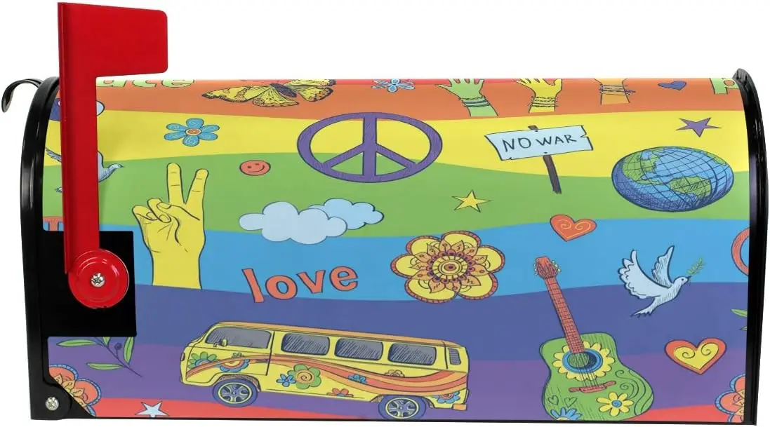 Cheerful Psychedelic Magnetic Mailbox Cover MailWraps Garden Yard Home Decor for Outside