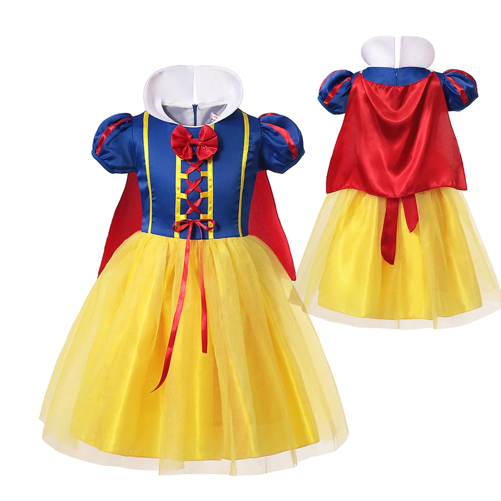thumbnail image 1 of Disney-disfraz de princesa Blancanieves para niña, traje de 2 piezas con capa para Halloween, ropa de fiesta para niña de 2 a 8 años, 1 of 5