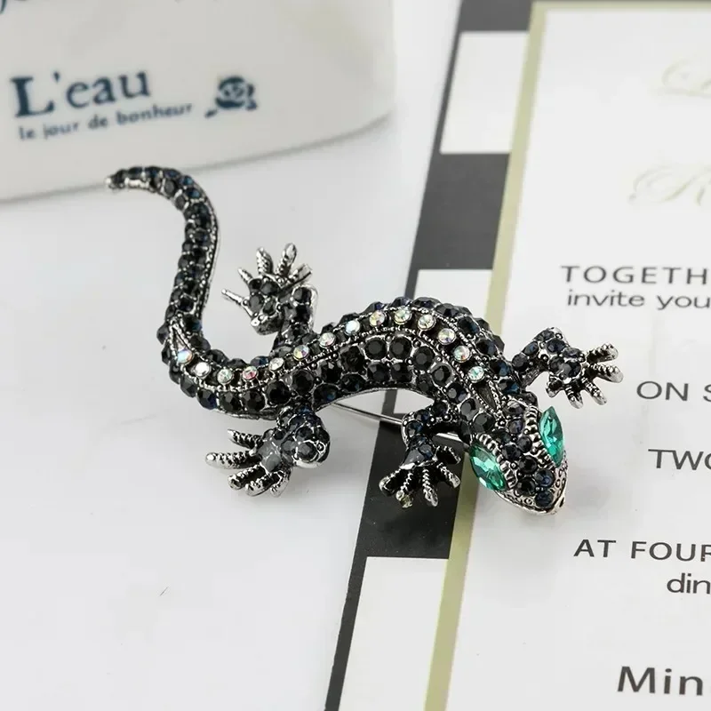 2023Colorful Full Rhinestone Geckos Brooches Vintage Shiny - Main Image