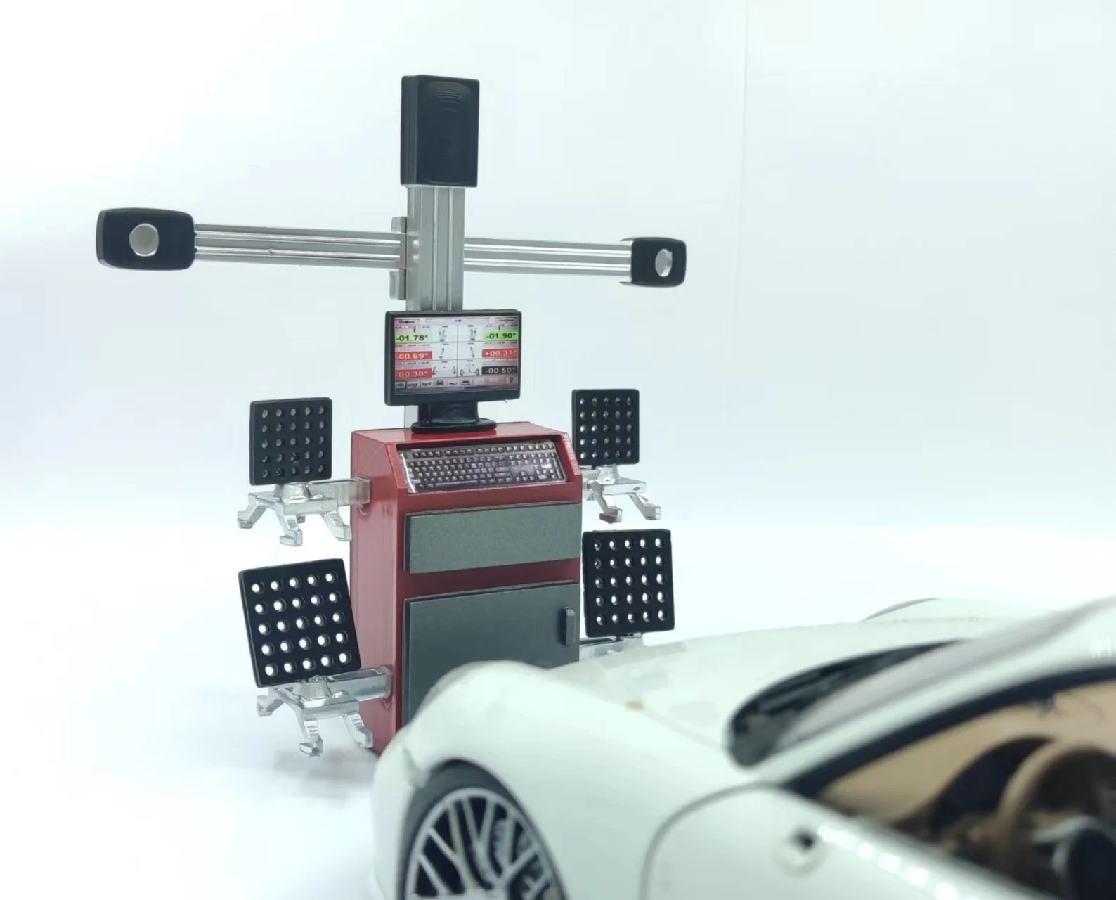 1/18 1/24 Handmade Simulation Four-Wheel Locator Car Model Garage Scene Decoration 3
