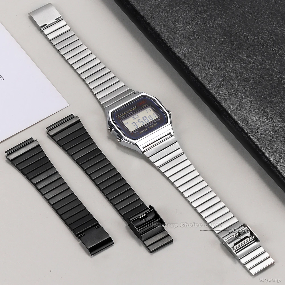 Universal Slim Stainless Steel Metal Watch Strap, 18-20mm