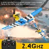 Coolbank P51 Mustang RC Airplane 2.4G 4CH 6 Axis 400mm Mustang RC Aircraft One Key Aerobatic RTF Glider Plane Toys For Boys Blue 2