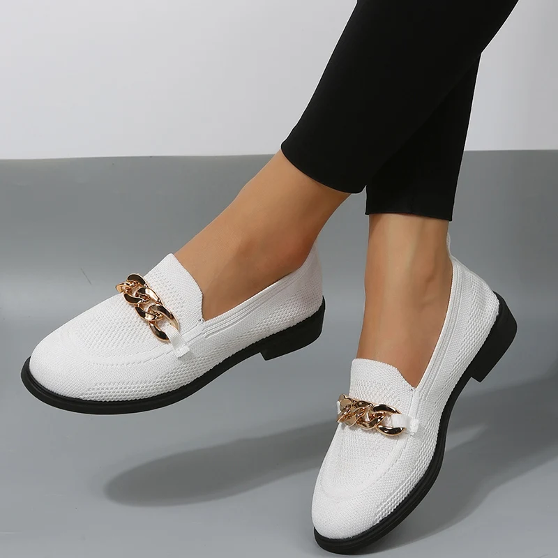 

Spring Summer Flat Heel Moccasin Shoes Casual Slip On Hollow Flats Women Knitting Fabric Sneakers Women's boots