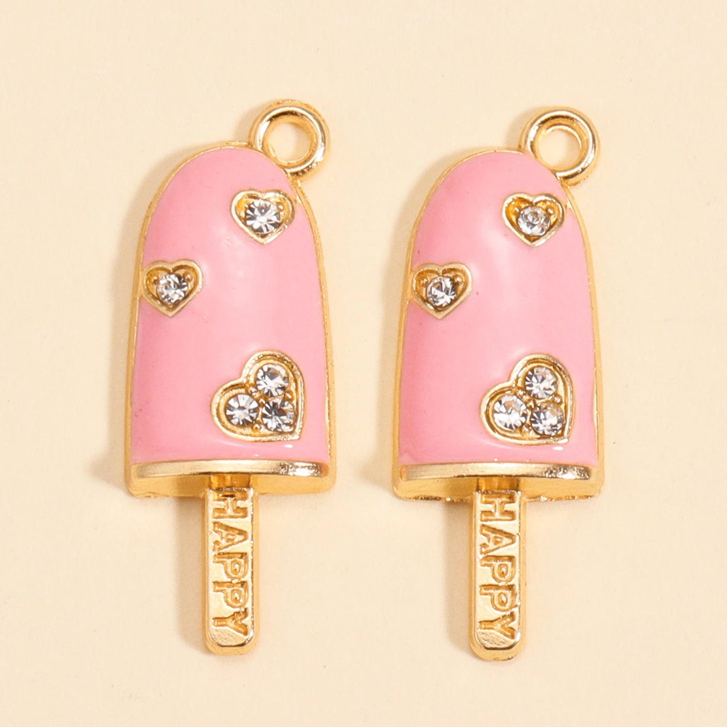 10Pcs Nette Emaille Eis Anhänger Gold Farbe Legierung Charms Für Schmuck Machen Ohrring Phonechain Haar Zubehör Diy Liefert – Detail 8