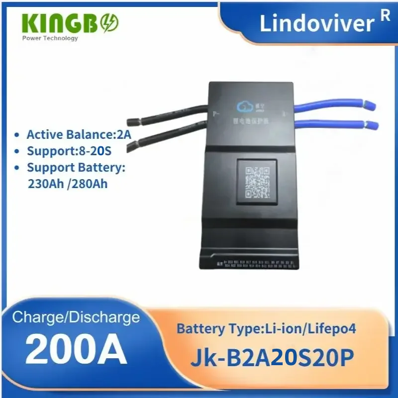 

JK-B2A20S20P Kingbo-Batería Inteligente BMS LiFePO4 Equilíbrio ativo BMS 4S 6S 8S 12S 18S 20S 200A 12V 24V