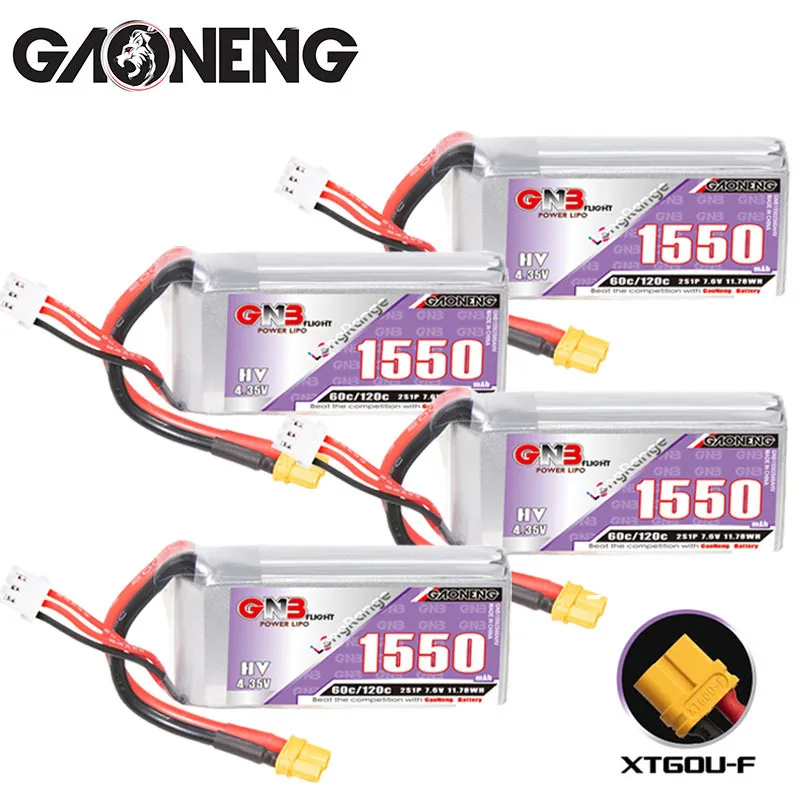 

GNB HV 7.6v 1550mAh LiPo Battery For RC Helicopter Quadcopter FPV 3.5-inch Racing Drone Spare Parts 2s 60c/120c Drones Battery