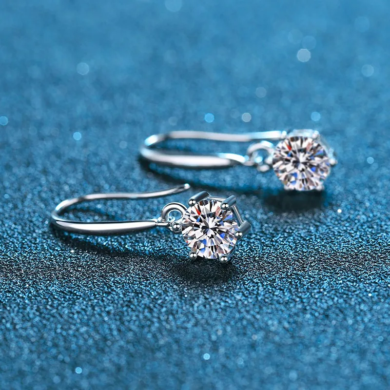 1ct 6.5mm Moissanite Droop Earrings For Women Original Wedding Chrismas Gift S925 Sterling Silver Hoop Earring Certified hoop earrings