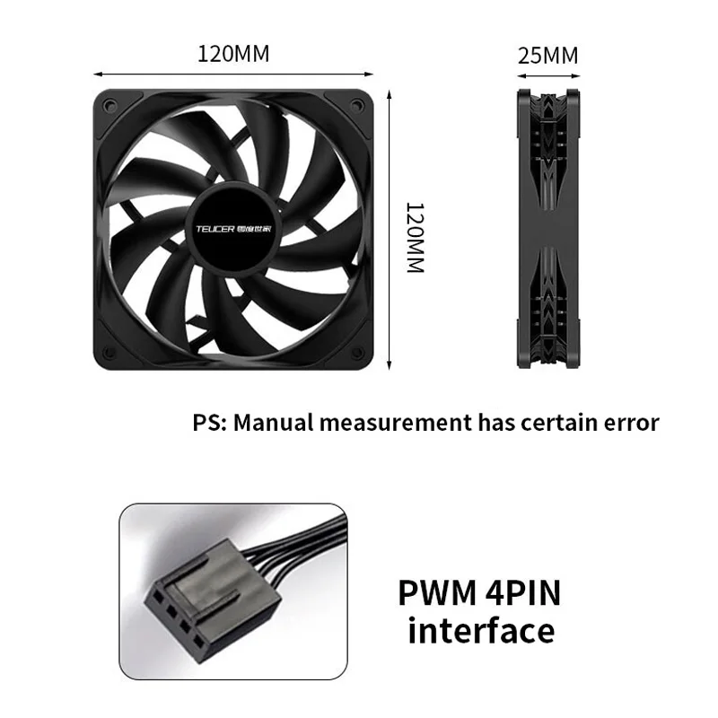 Teucer 1800rpm 4pin Pwm Branco 12cm Caixa do Computador Sistema de Refrigeração Ventilador Silencioso pc Cpu Cooler 120 mm Fãs Kit Ventilador - Imagem 3