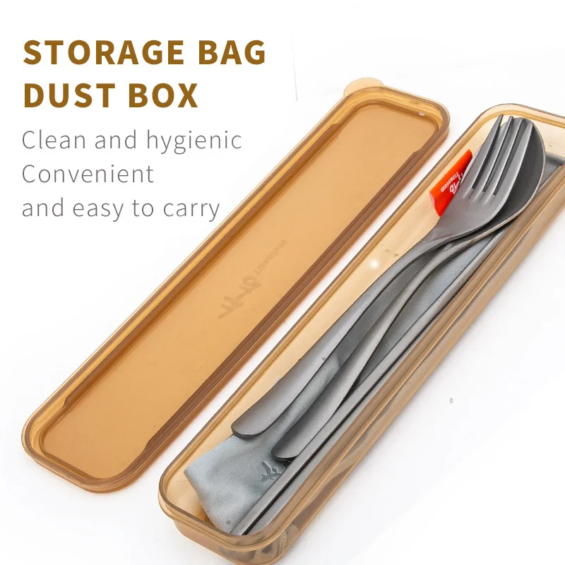 TiTo Titanium Chopsticks Spoon Fork Tableware Set Outdoor Portable Household Children's Lunch Box Camping_voghion.com