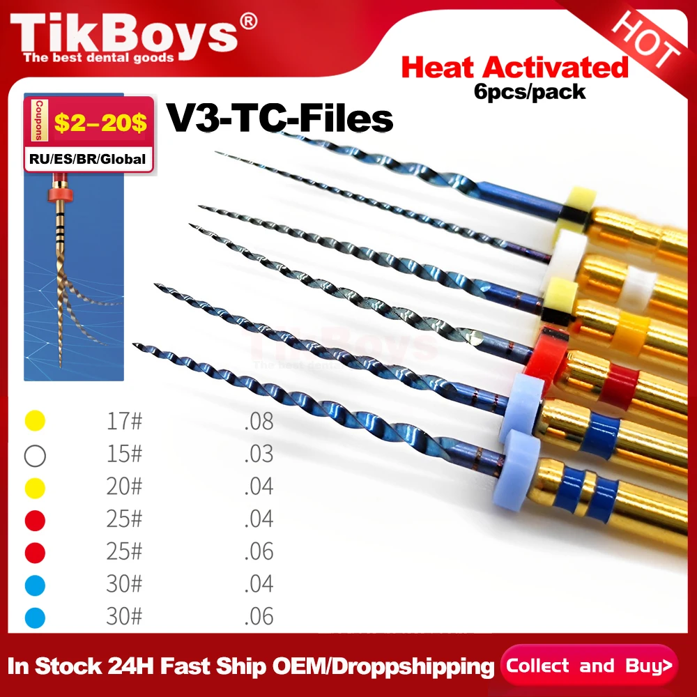 6pcs/Box 25MMDental Rotary Super Files Blue Files Rotary Files Niti