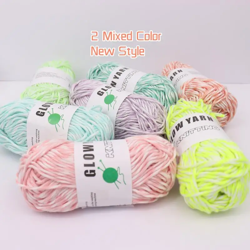 Novel Functional Yarn Glow in the Dark Polyester Luminous Chunky Yarn 2mm for Hand Knitting Carpet Sweater Hat