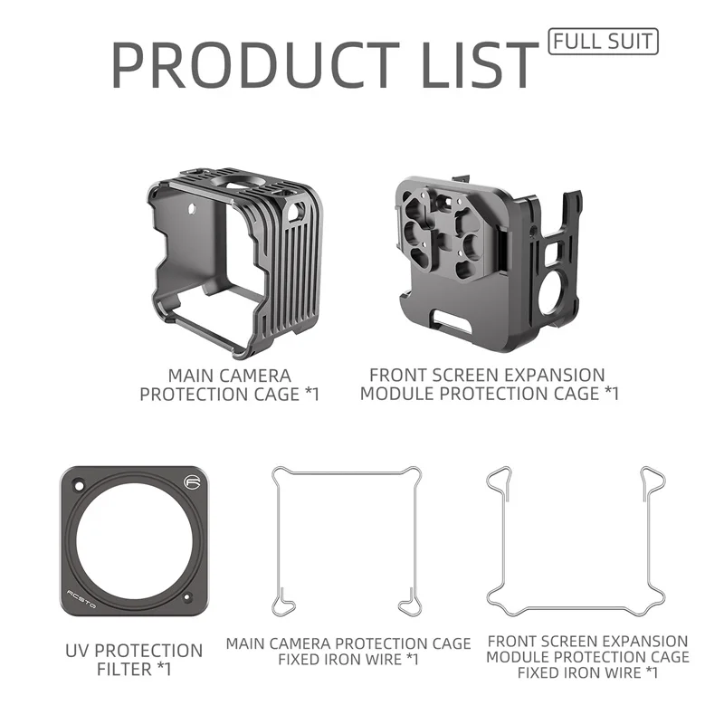 Metal Case for DJI Action 2 Anti-collsion Aluminum Alloy Protective Cage Cover+Adapter+UV Filter+Lens Cap Action 2 Accessory 